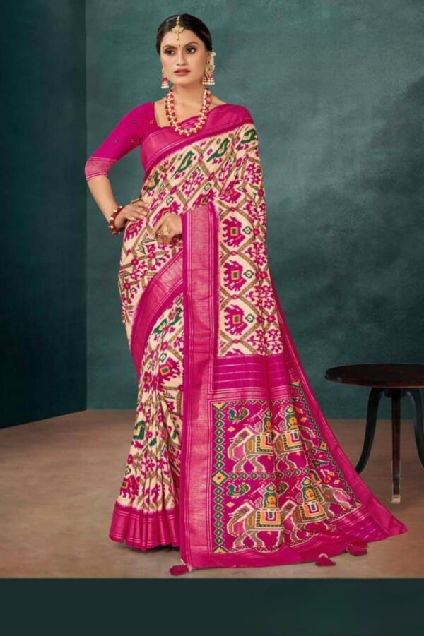 Pink Patola Print Sarees