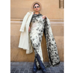 Marble Print Italian Crepe Fancy Saree