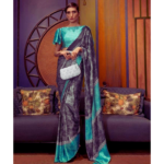 Steel Grey Italian Crepe Fancy Saree