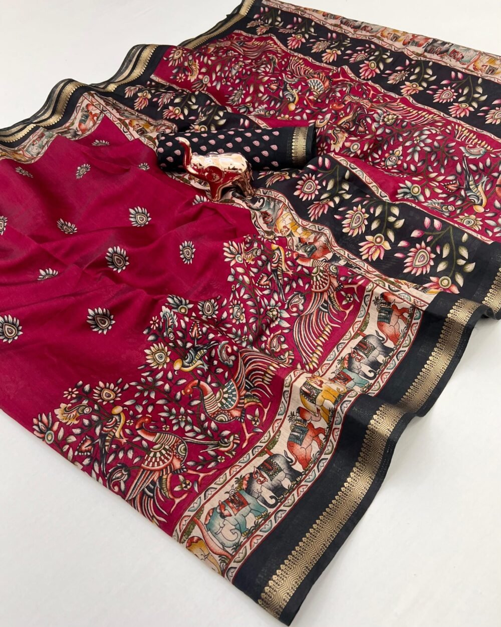 Red Mul Cotton Saree - Image 2