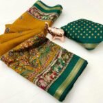 Mustard Yellow Mul Cotton Saree