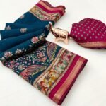 Peacock Blue Mul Cotton Saree
