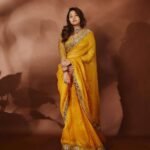 Mustard Mirror Work Saree