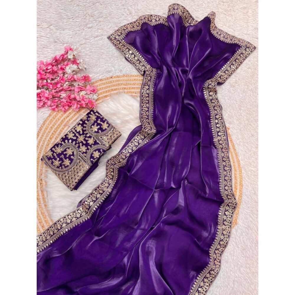 Purple Party Wear Jimmy Choo Saree - Image 3